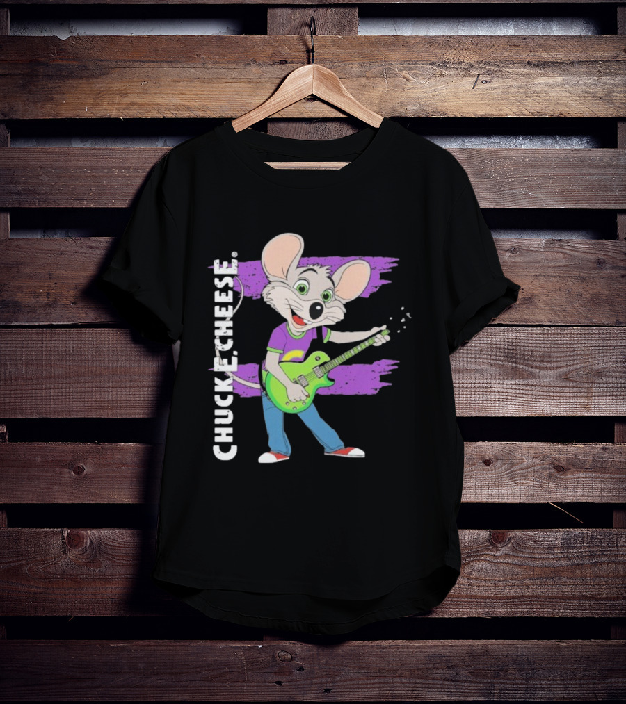 Chuck E Cheese Rockin' Mouse Playing Electric Guitar T-Shirt