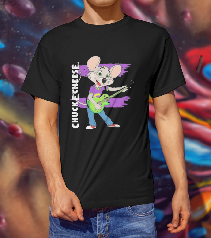 Chuck E Cheese Rockin' Mouse Playing Electric Guitar T-Shirt