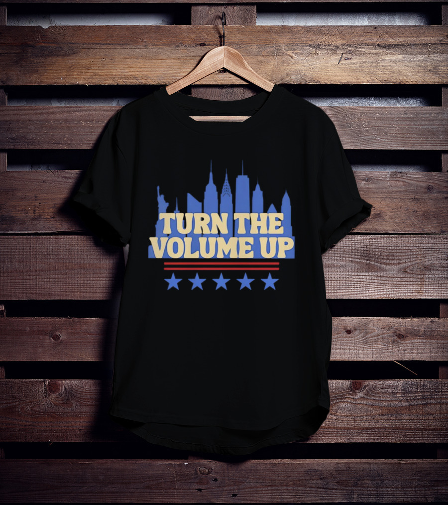 Turn The Volume Up City Skyline USA Stars And Stripes T-Shirt