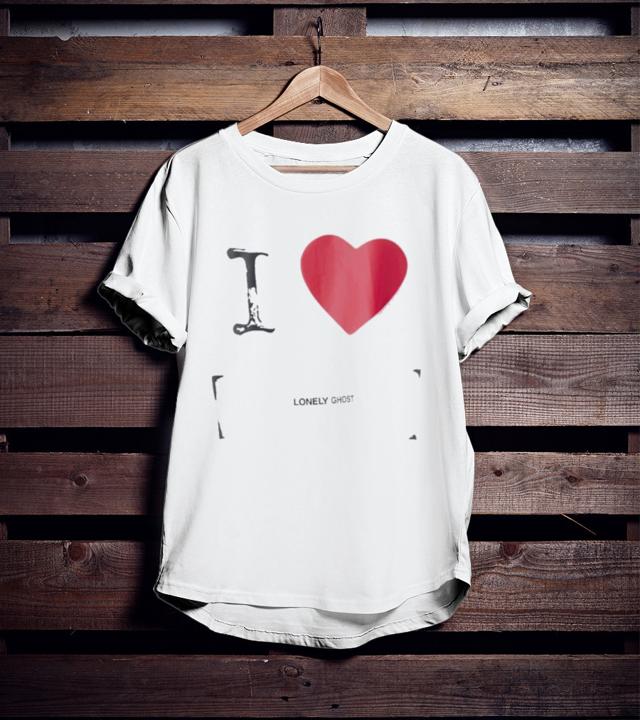 I Love Lonely Ghost Heart Stamp T-Shirt