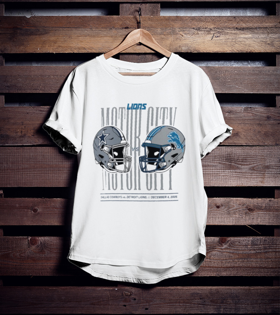 Dallas Cowboys Detroit Lions Motor City December 4 2025 Helmets Showdown T-Shirt