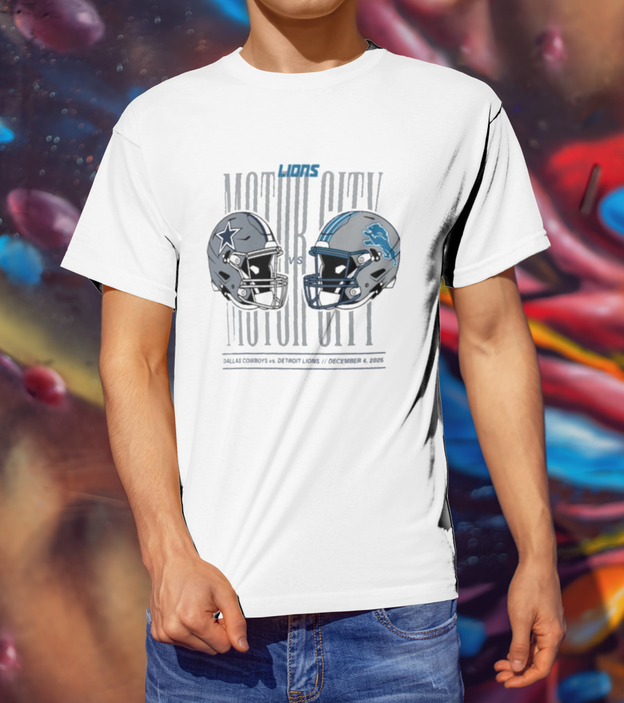 Dallas Cowboys Detroit Lions Motor City December 4 2025 Helmets Showdown T-Shirt