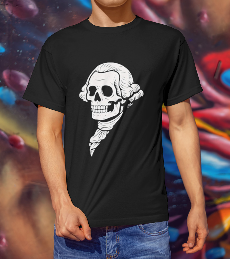 Poor Richard Monogram Skull Wig Icon T-Shirt