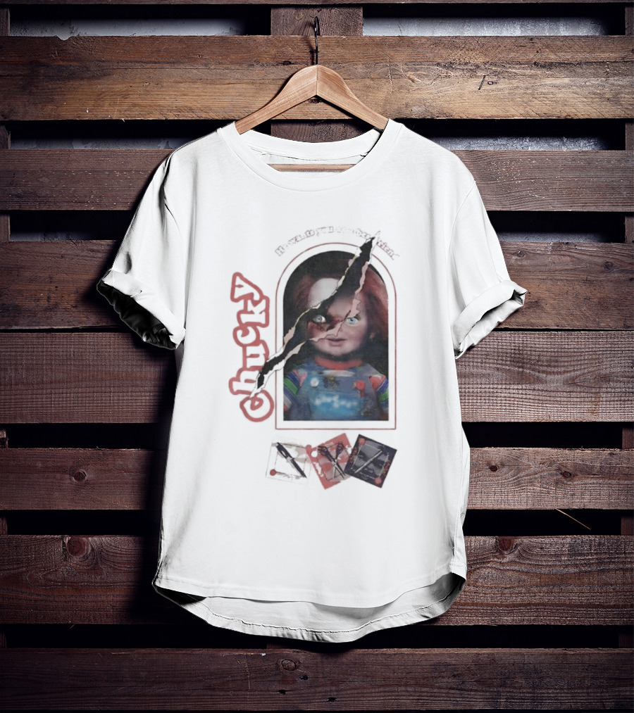 Chucky Let's Be Friends He Wants You As A Bestfriend Creepy Doll Horror T-Shirt
