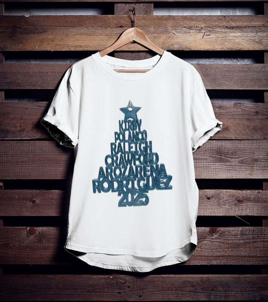 2025 Seattle Mariners Kelenic Pollock Raleigh Crawford Arozarena Rodriguez Christmas Tree T-Shirt