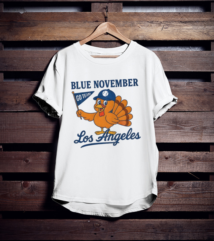 Los Angeles Blue November Thanksgiving Turkey Dodgers Baseball T-Shirt
