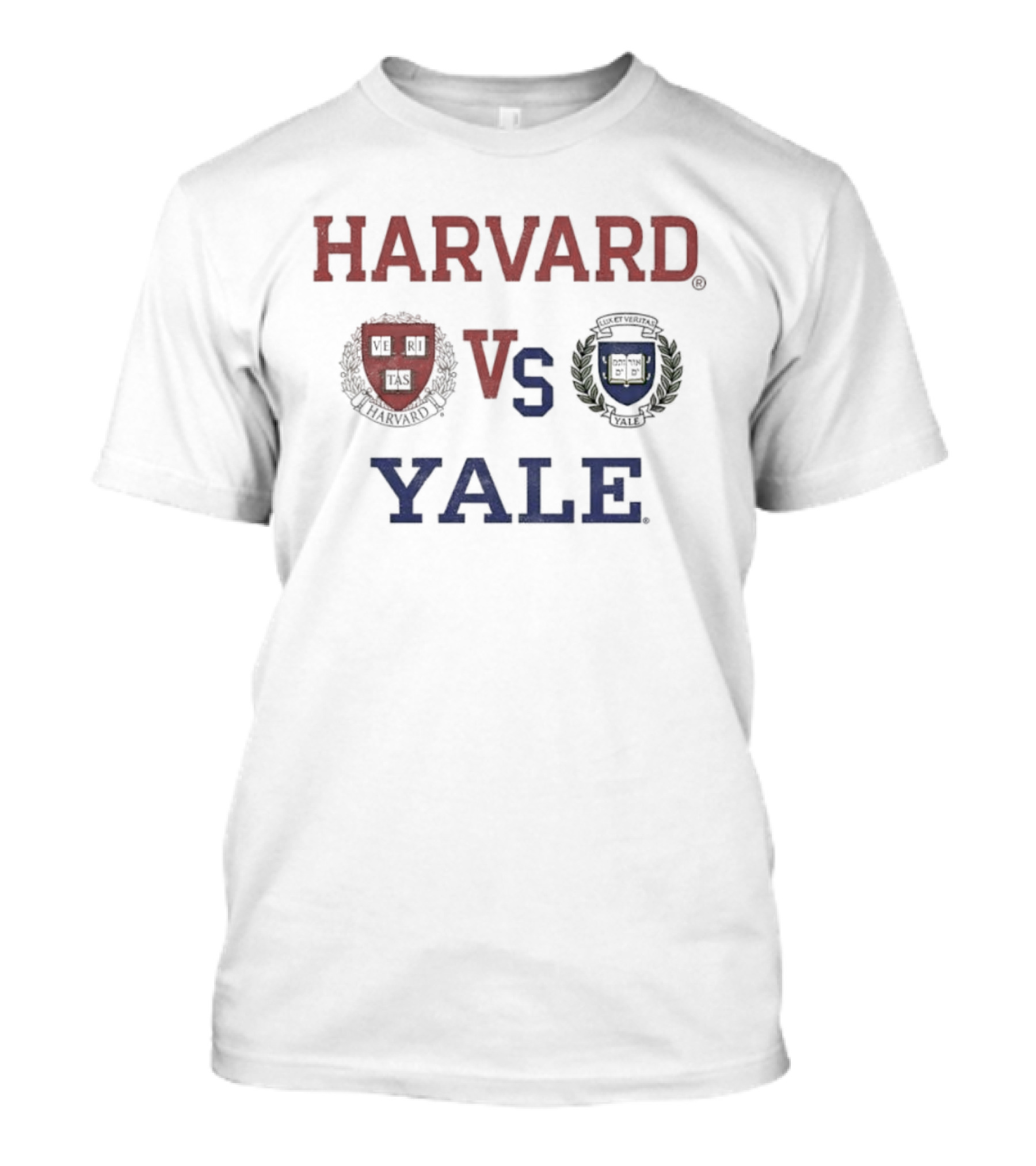 Harvard Vs Yale Rivalry Matchup Iconic University Crest Faces Off T-Shirt