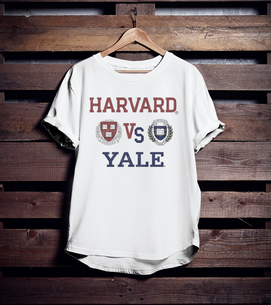 Harvard Vs Yale Rivalry Matchup Iconic University Crest Faces Off T-Shirt