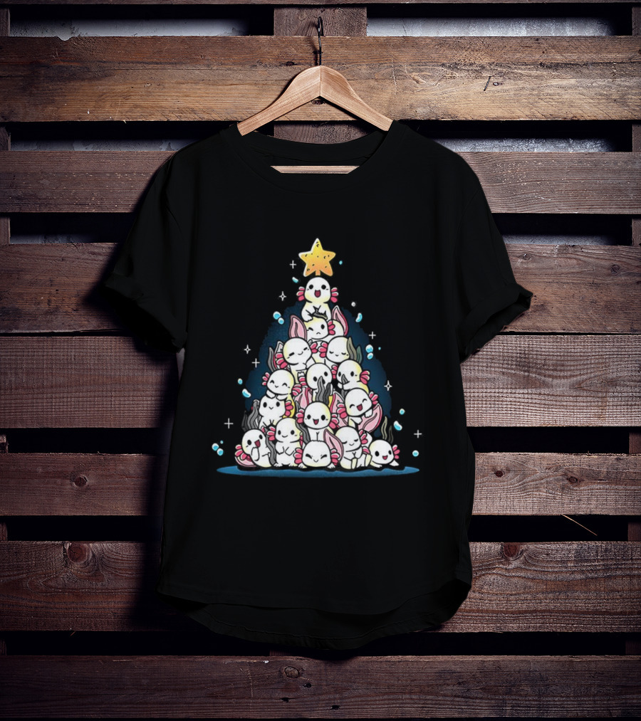 Axolotl Pyramid Shaped Christmas Tree Star Topper T-Shirt