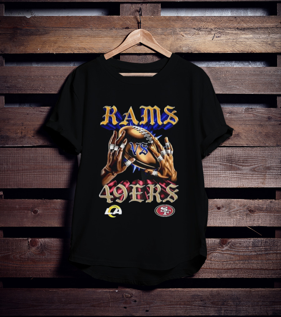 Rams Vs 49ers Vintage Football Rivalry Classic Logos Retro Style T-Shirt