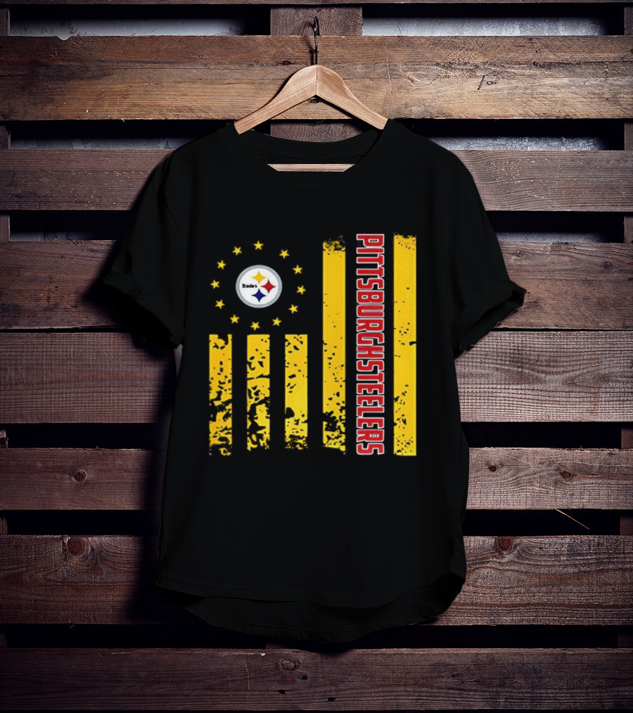 Pittsburgh Steelers American Flag NFL Steelmark Stars Stripes T-Shirt