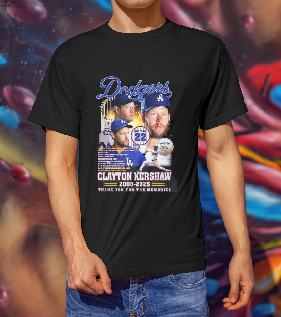 Dodgers Clayton Kershaw 2008-2025 Thank You For The Memories And Achievements T-Shirt