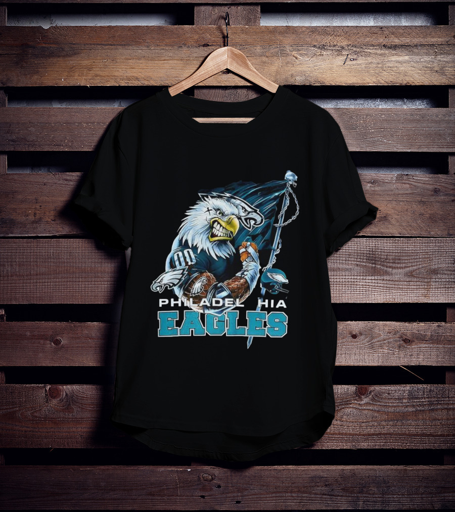 Philadelphia Eagles Vintage 2000s Football Mascot Flag T-Shirt