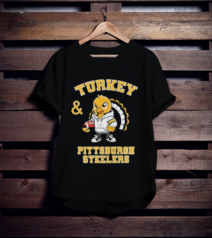 Turkey And Pittsburgh Steelers NFL Football Happy Thanksgiving T-Shirt