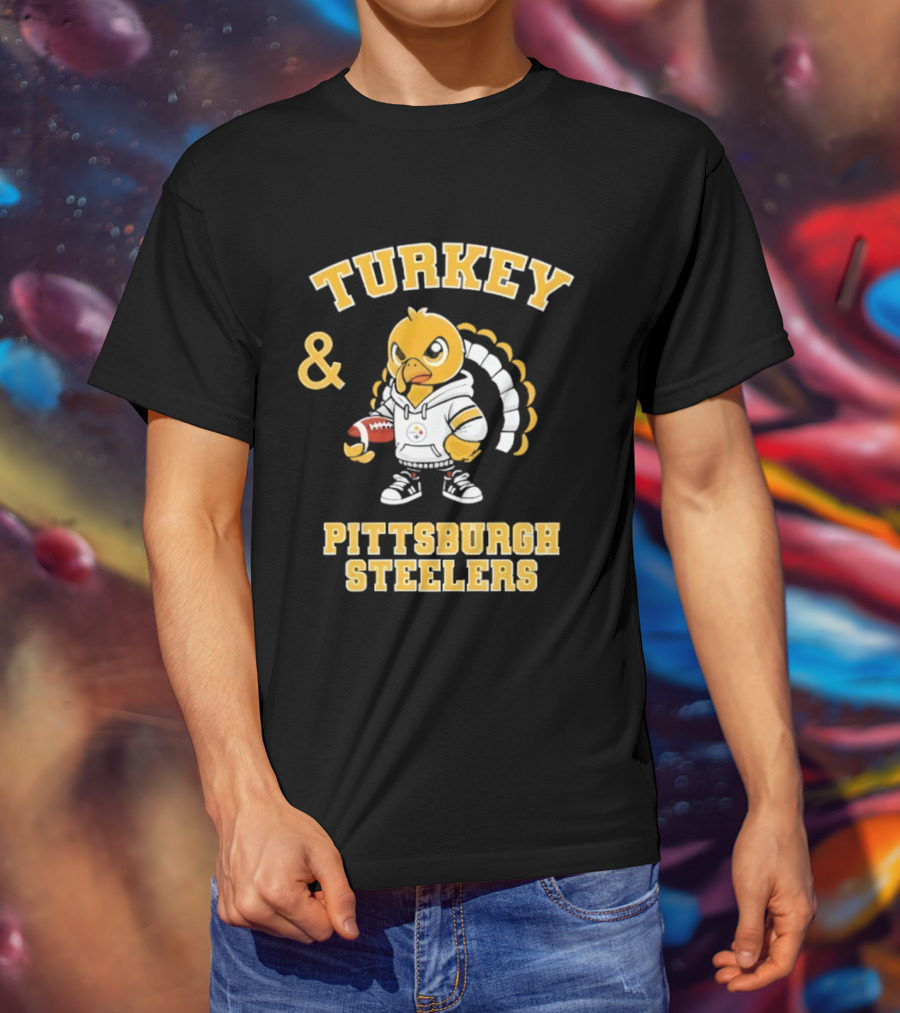 Turkey And Pittsburgh Steelers NFL Football Happy Thanksgiving T-Shirt