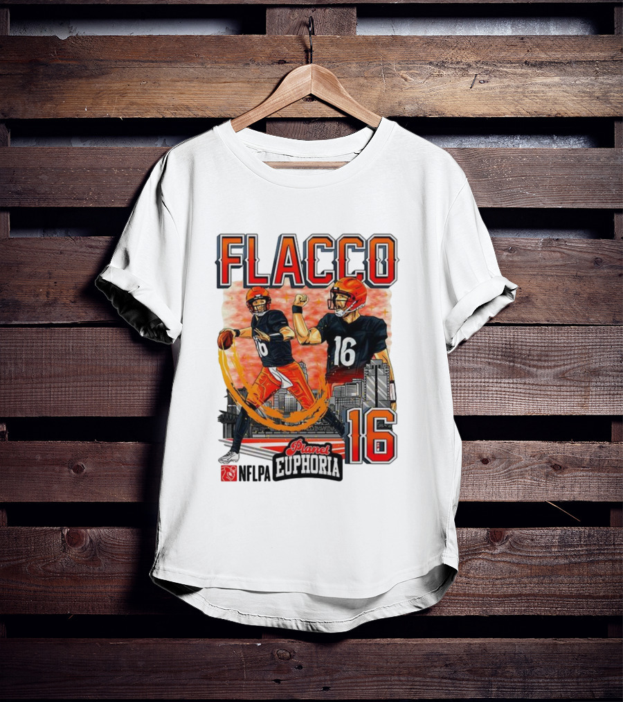 Joe Flacco Cincinnati Bengals Number 16 Planet Euphoria Skyline NFLPA T-Shirt