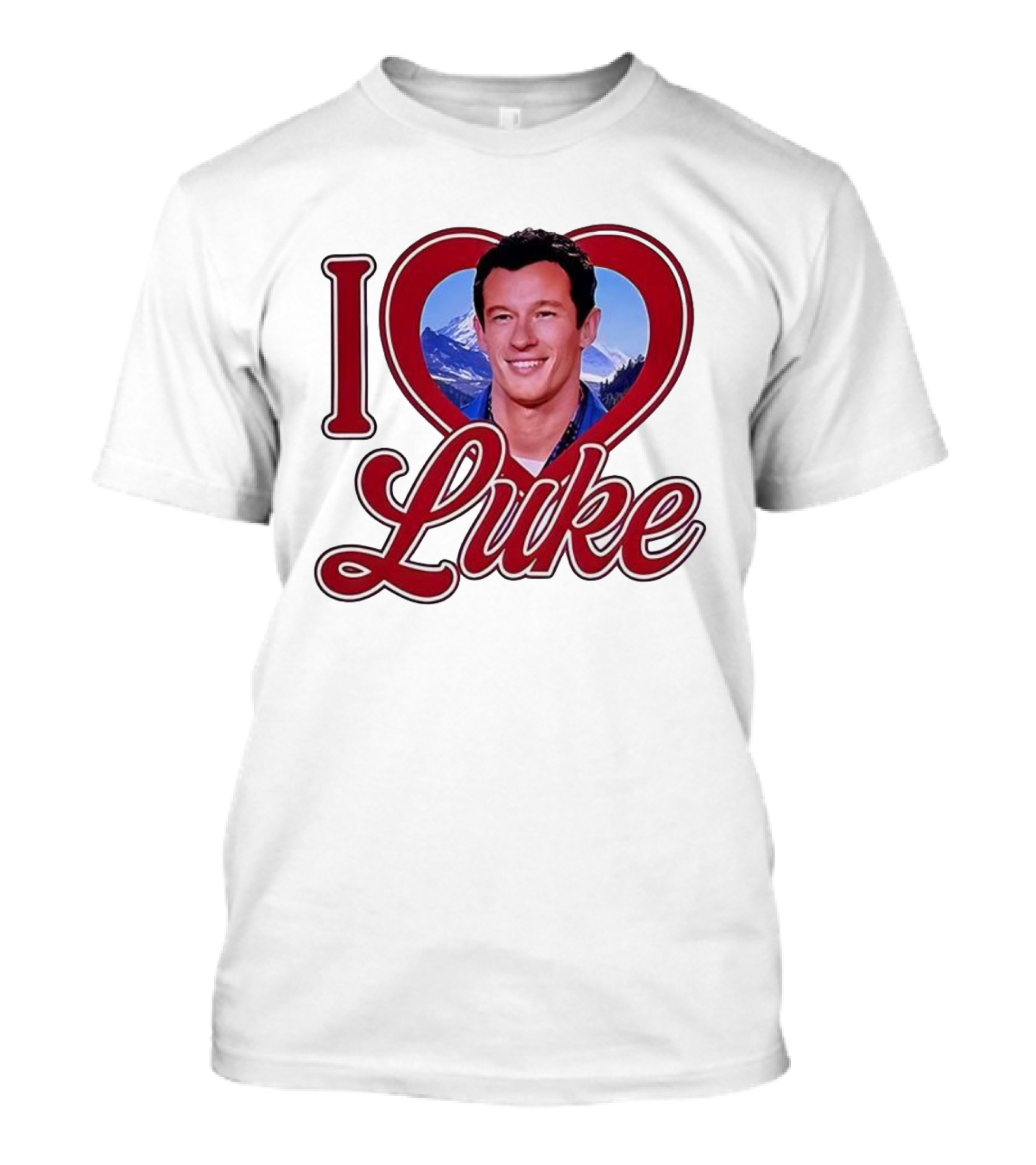I Love Luke Heart Photo Mountain Background T-Shirt