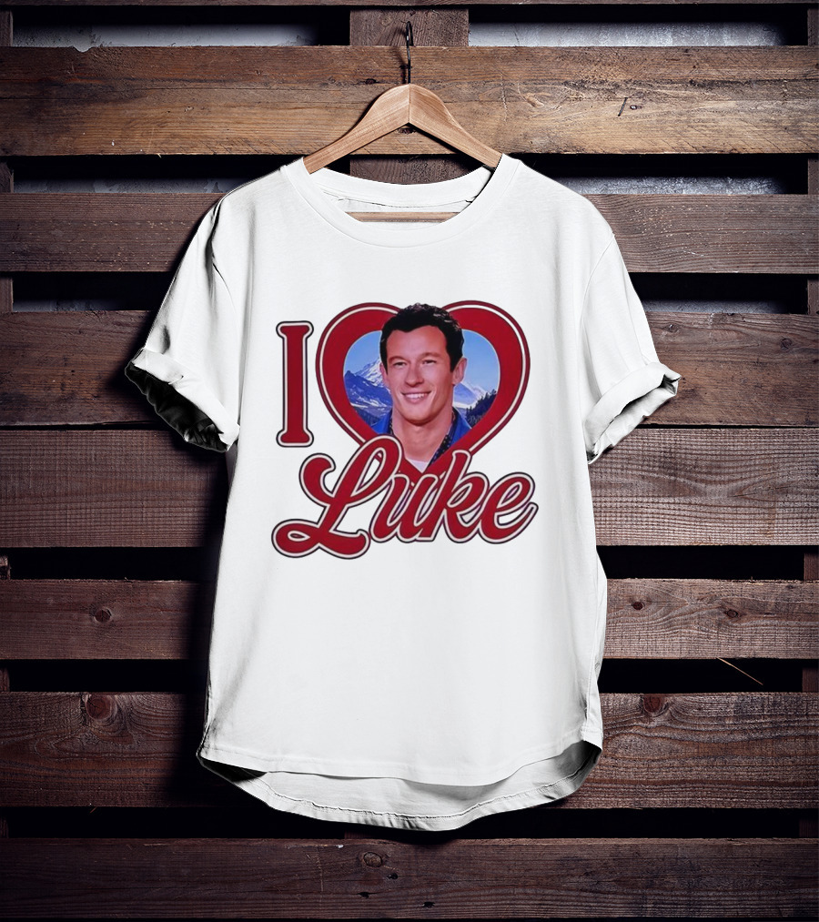 I Love Luke Heart Photo Mountain Background T-Shirt