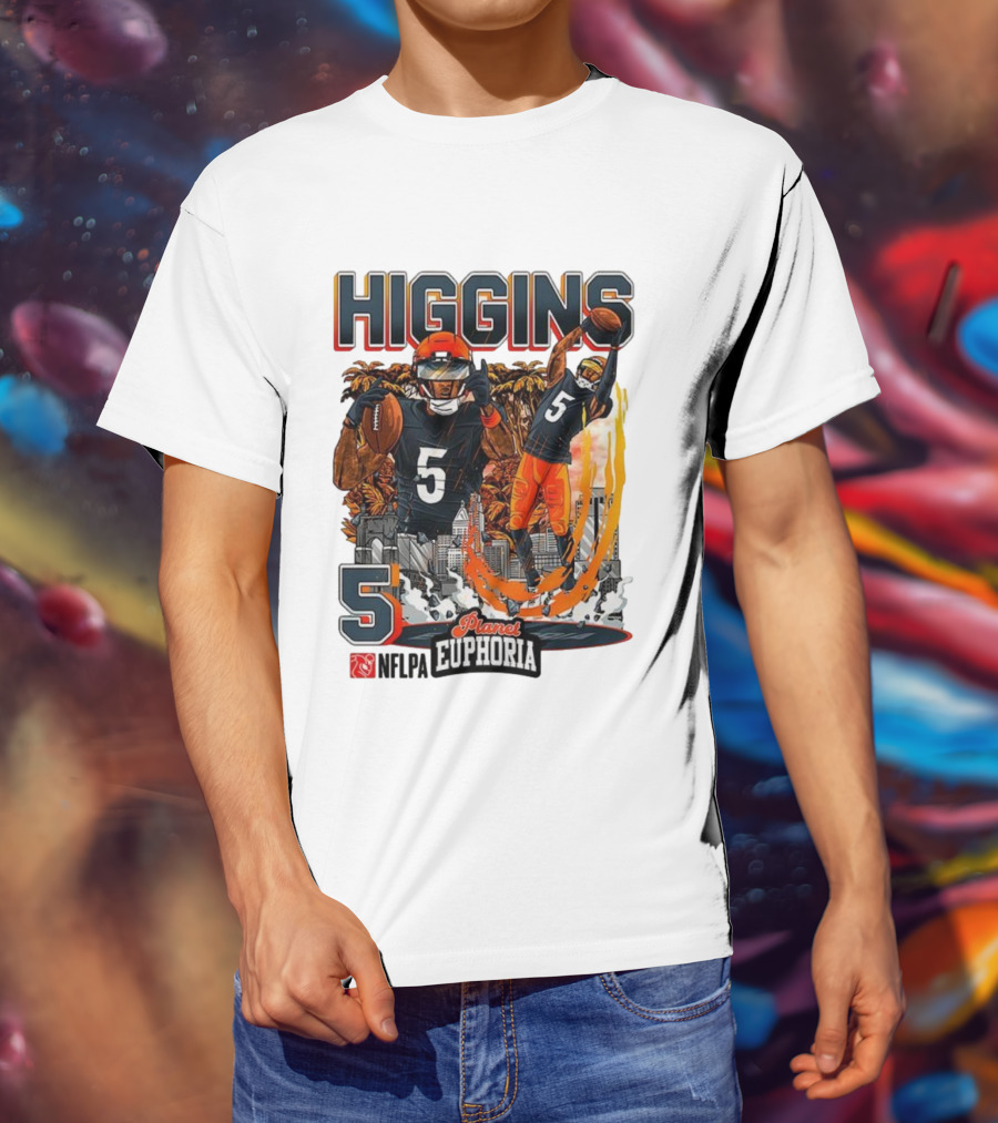 Higgins Cincinnati Number 5 Planet Euphoria Skyline Football T-Shirt