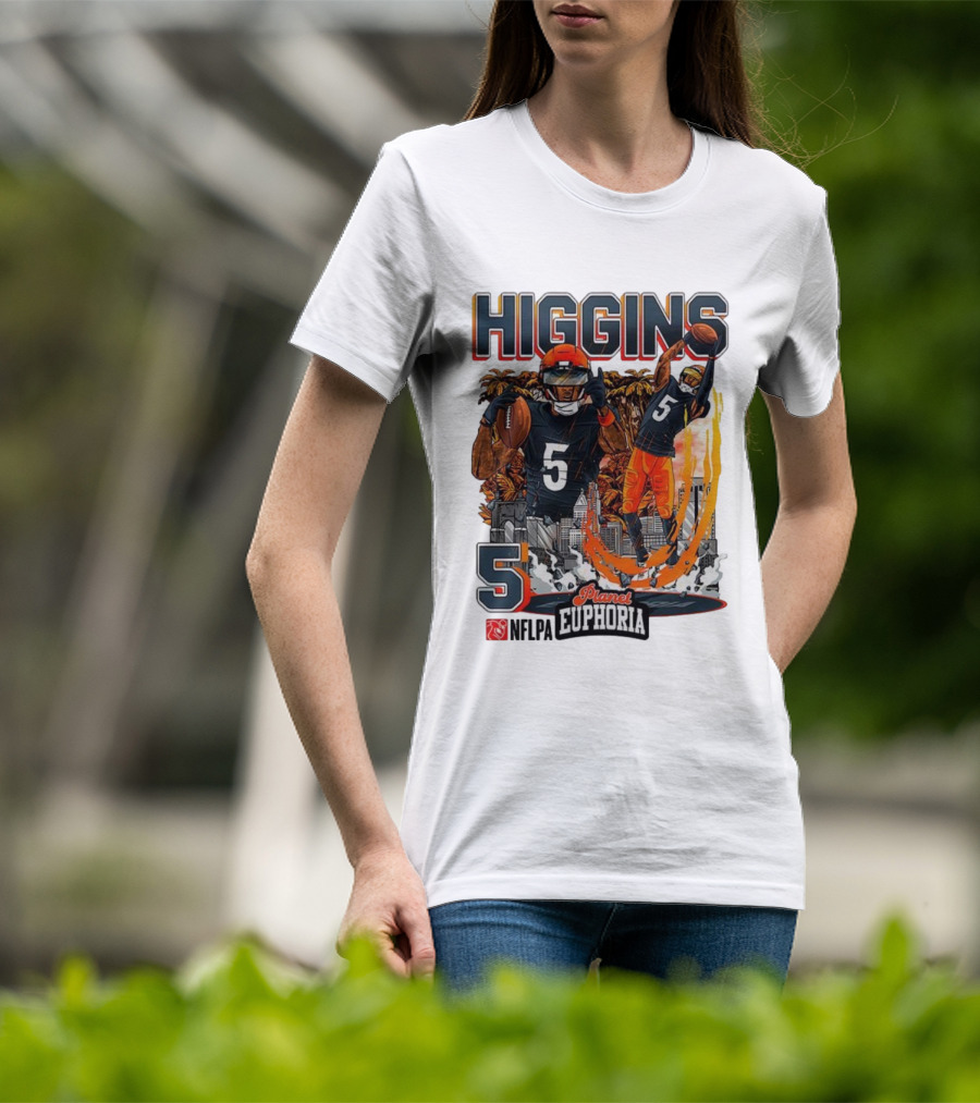 Higgins Cincinnati Number 5 Planet Euphoria Skyline Football T-Shirt