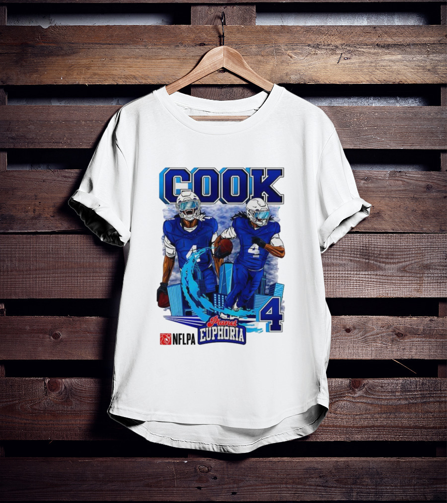 COOK NFLPA Planet Euphoria Number 4 Football Cartoon Skyline T-Shirt
