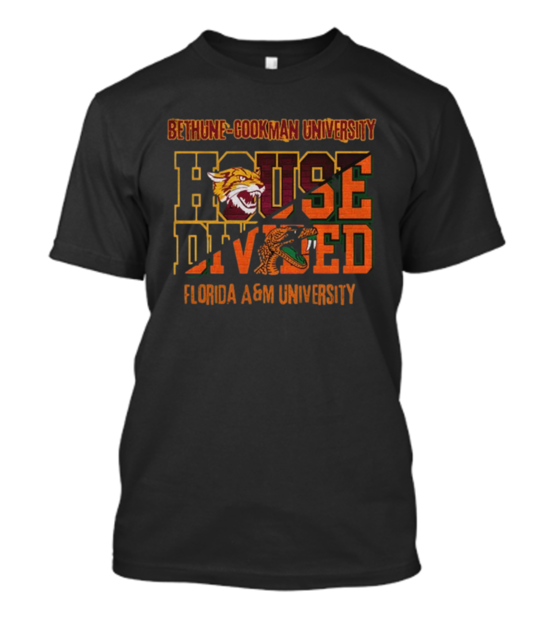 Bethune-Cookman University Wildcats Vs Florida A&M University Rattlers House Divided T-Shirt