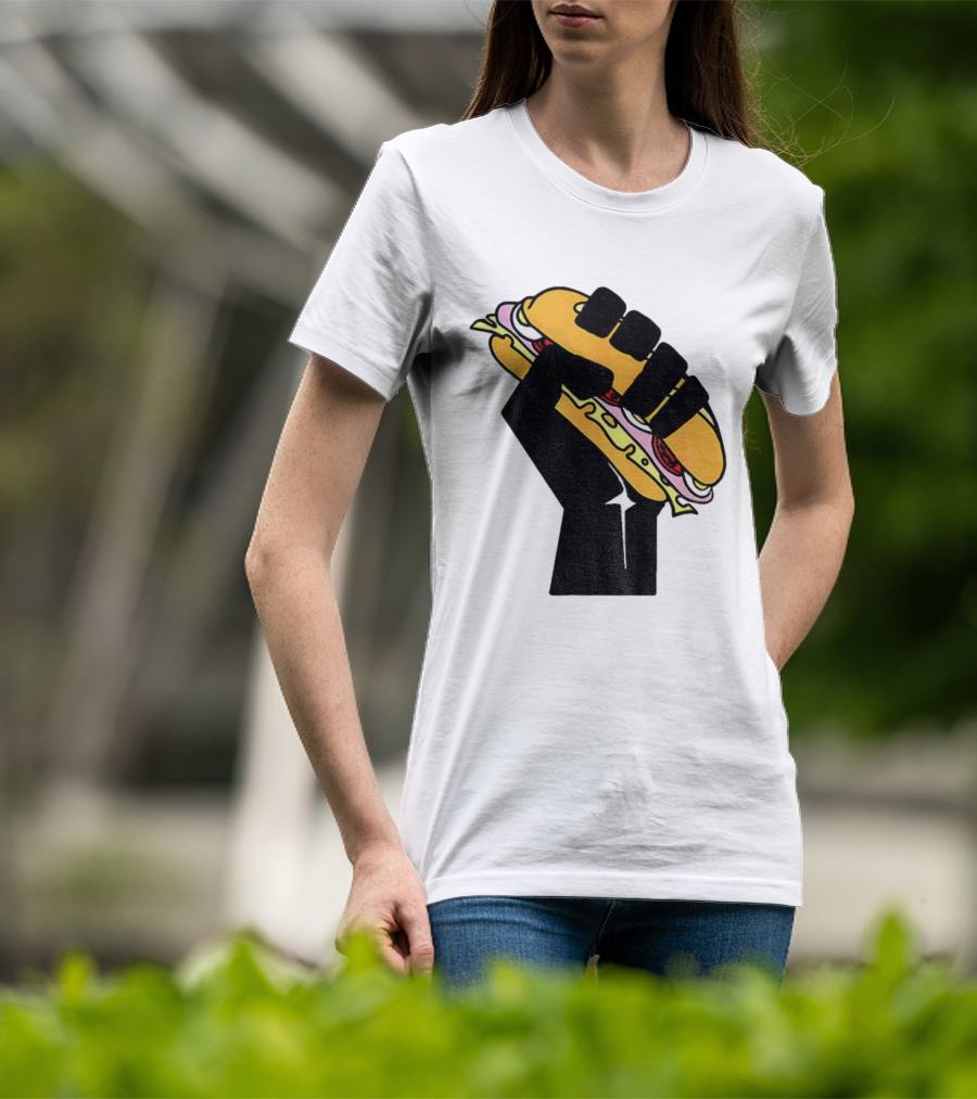 Hoagie Sandwich Guy Black Fist Resist Fascism Anti Trump Iconic Symbol T-Shirt