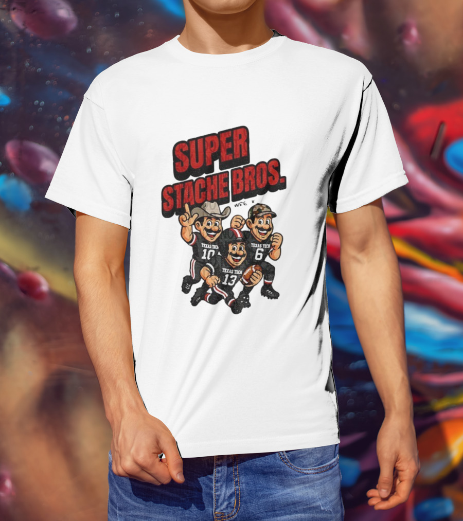 Texas Tech Red Raiders Super Stache Bros Cartoon Football Game Day T-Shirt