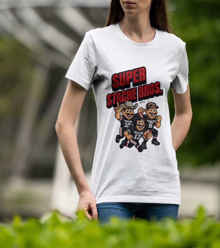 Texas Tech Red Raiders Super Stache Bros Cartoon Football Game Day T-Shirt