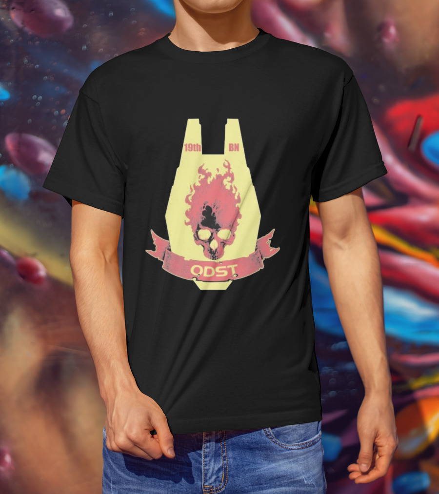 19th BN ODST Flaming Skull Emblem T-Shirt