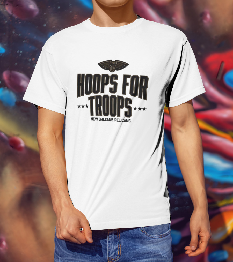 New Orleans Pelicans Hoops For Troops Basketball Team Support T-Shirt