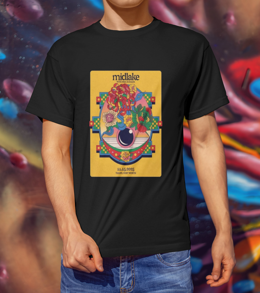 Midlake With Paul Schalda Tulips Fort Worth 11 15 2025 Psychedelic Flower Art T-Shirt