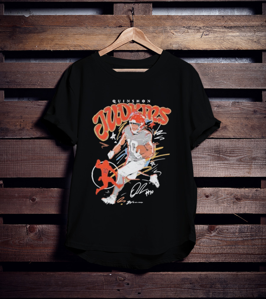 Quinshon Judkins Signature Scribble Art Cleveland Browns Football Number 4 T-Shirt