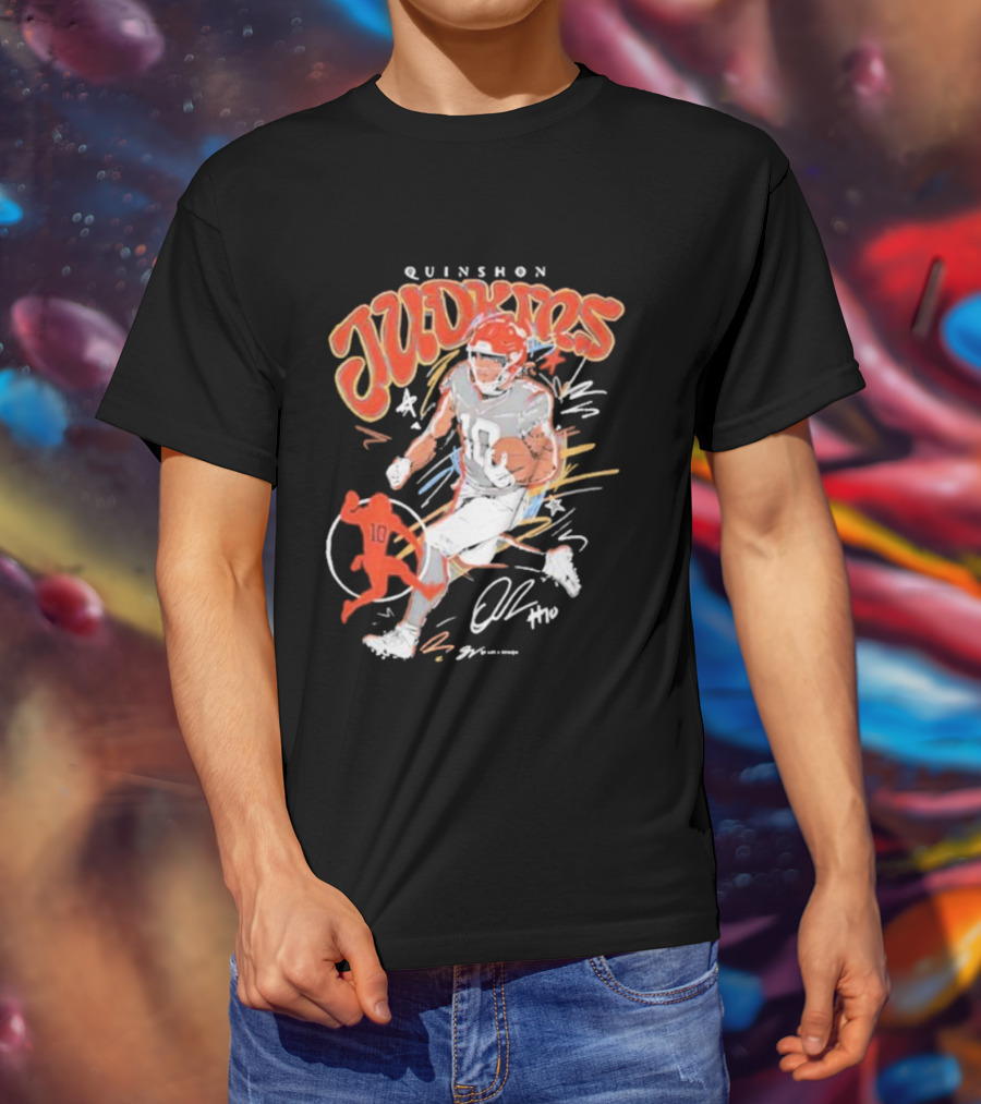 Quinshon Judkins Signature Scribble Art Cleveland Browns Football Number 4 T-Shirt