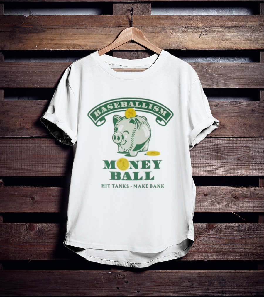 Baseballism Money Ball Hit Tanks Make Bank Piggy Bank T-Shirt