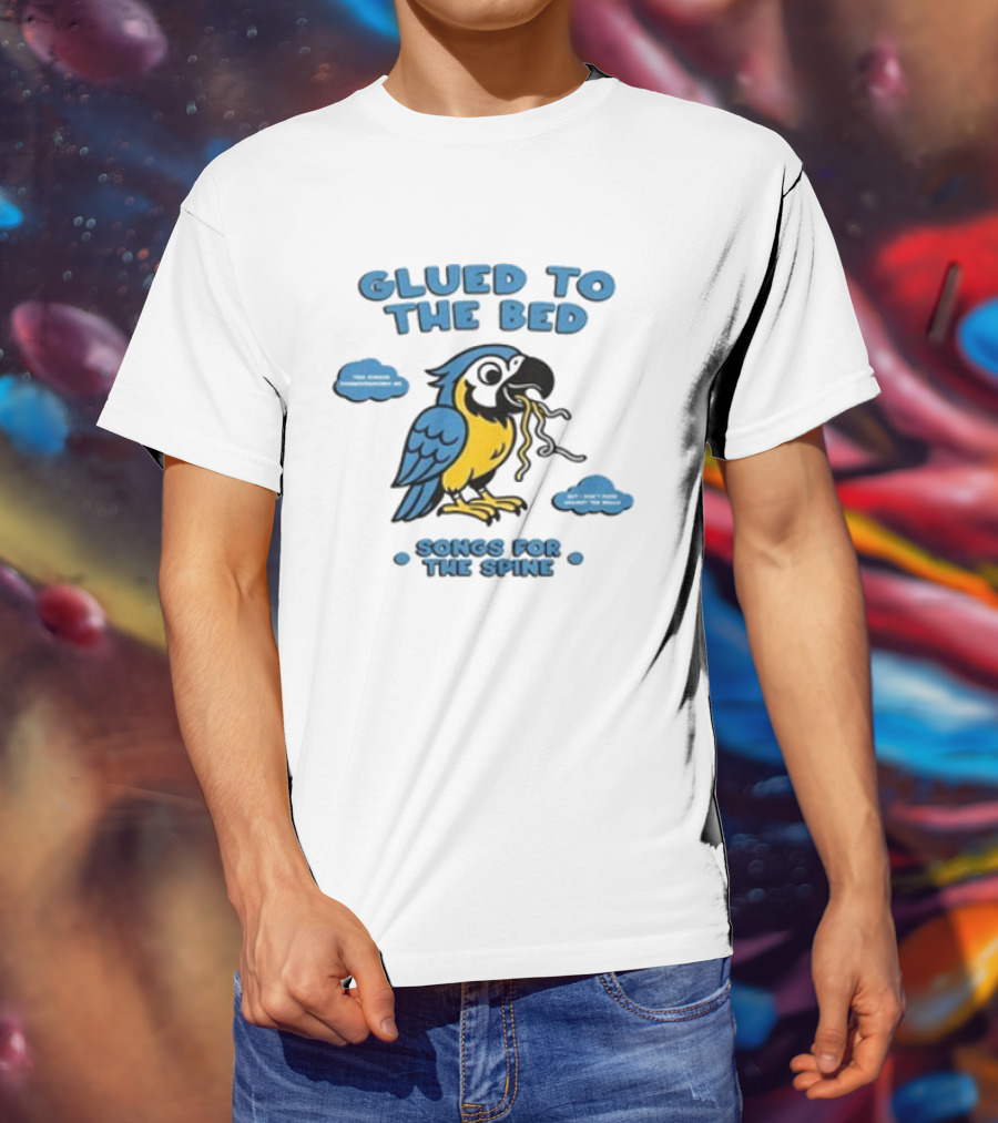 Glued To The Bed Parrot Songs For The Spine Cloudy Art T-Shirt