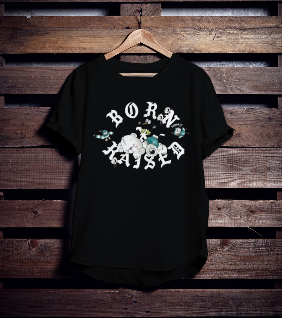 Born X Raised Vargas Rocker Cloudy Sky Letters And Birds T-Shirt