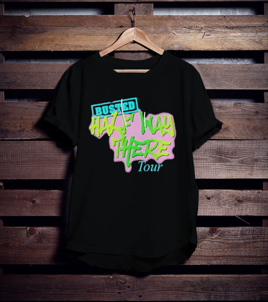 Busted Half Way There Tour Graffiti Neon Style T-Shirt