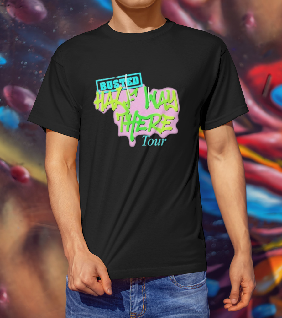 Busted Half Way There Tour Graffiti Neon Style T-Shirt
