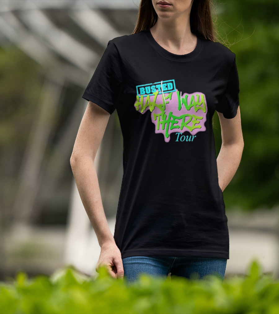 Busted Half Way There Tour Graffiti Neon Style T-Shirt