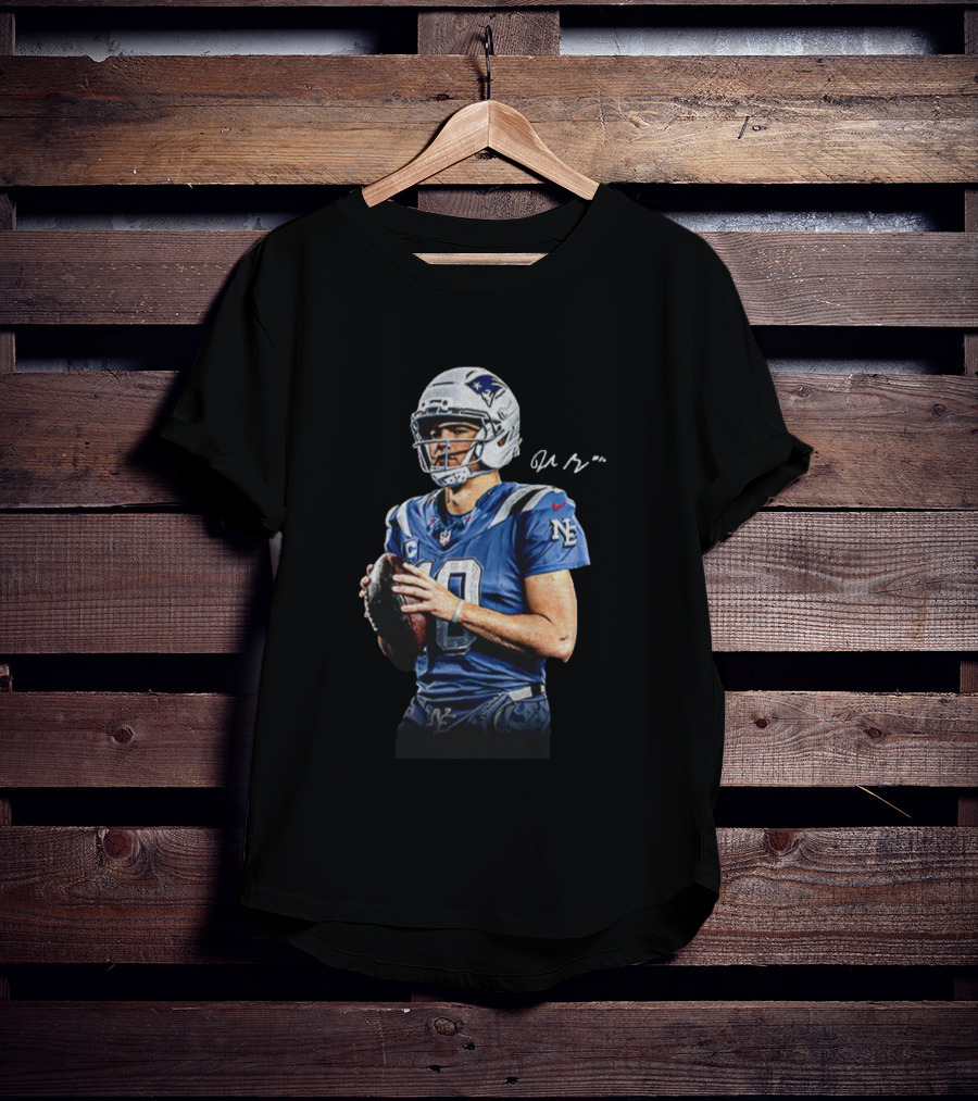 Drake Maye New England Patriots NFL Football Quarterback Signature New Era T-Shirt