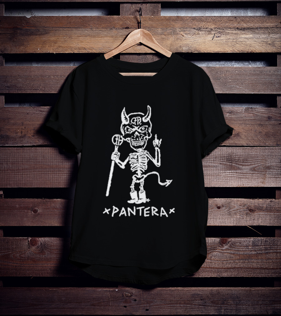 Pantera Demon Skeleton Music Band Drawing T-Shirt
