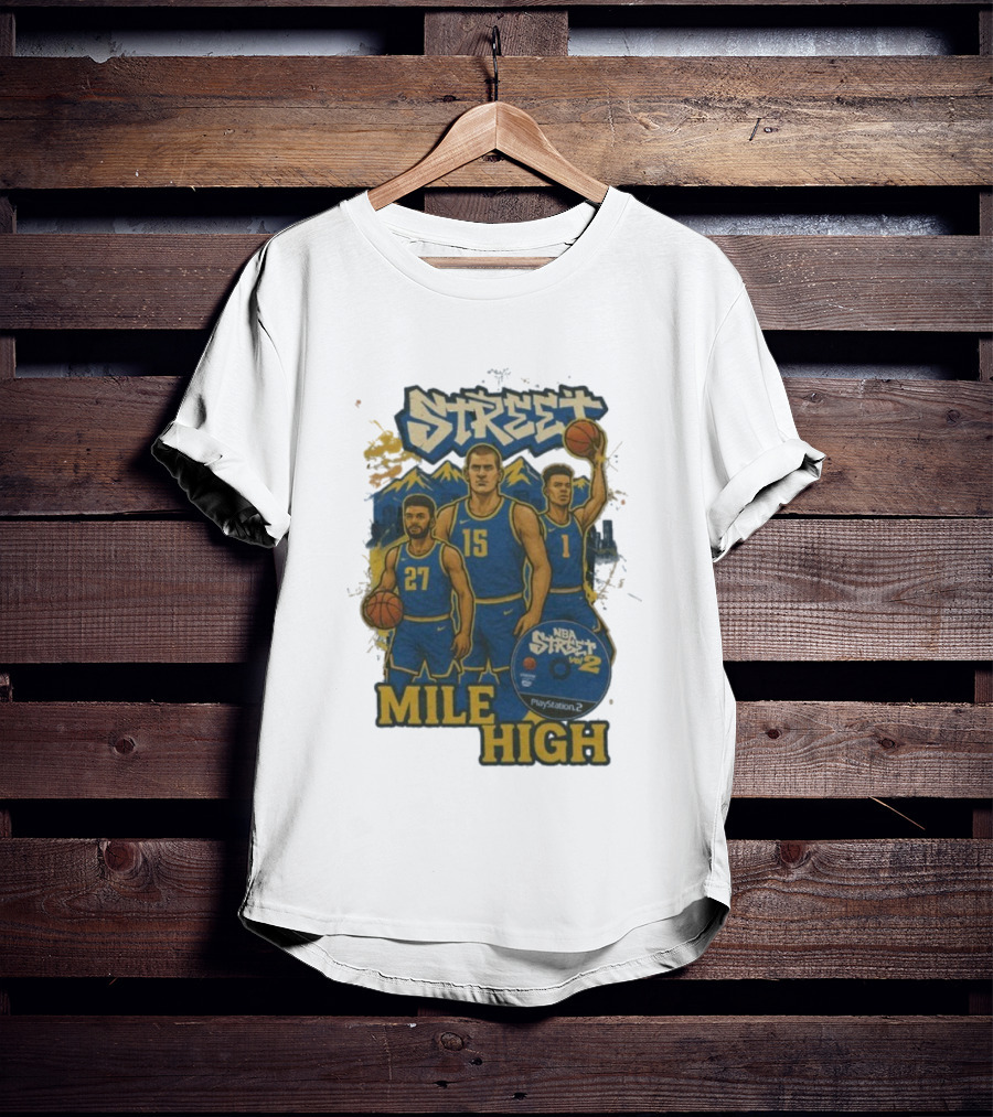 NBA Street Vol 2 Mile High Denver 27 15 Basketball Stars T-Shirt