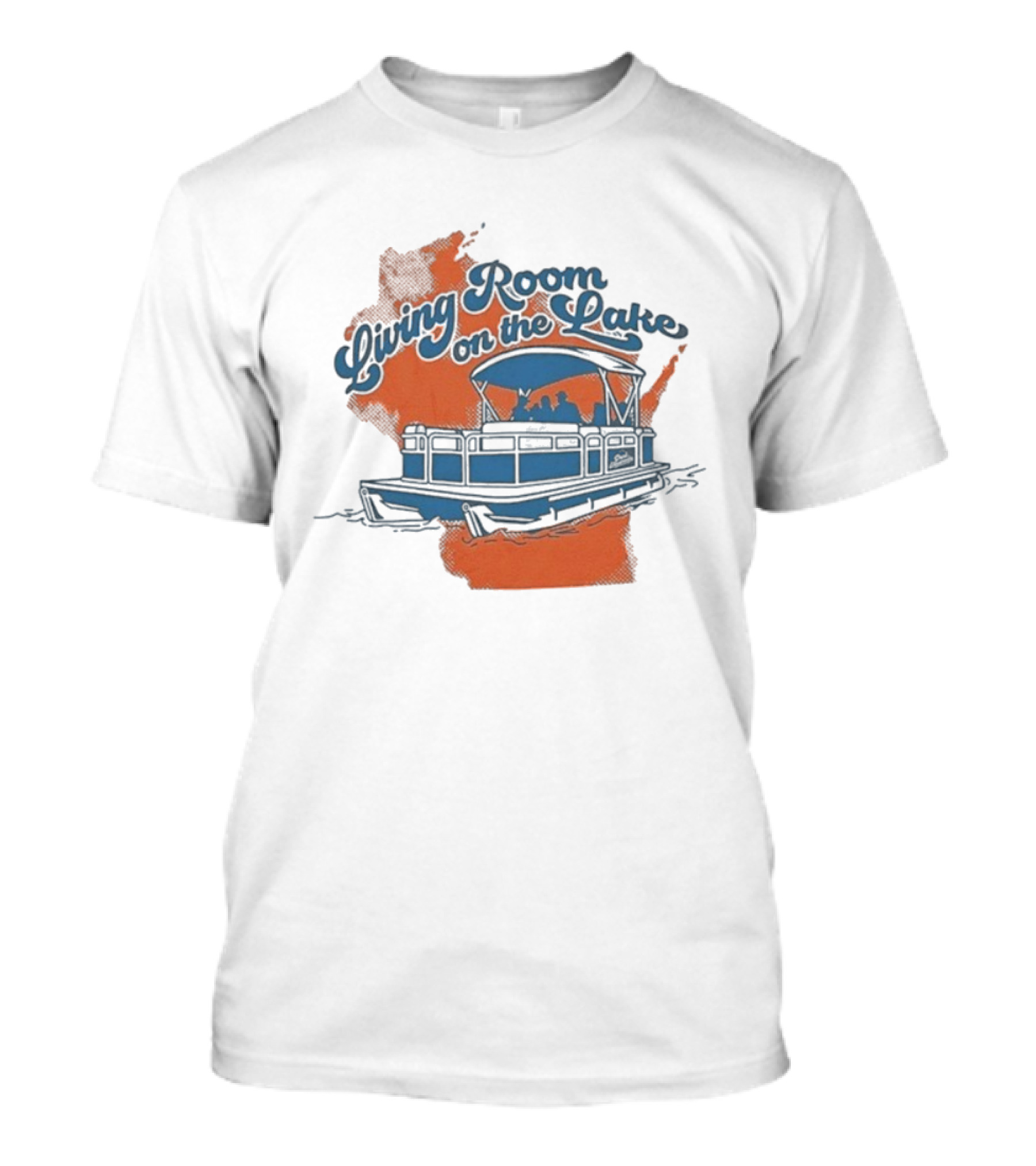 Living Room On The Lake Drink Wisconsinbly Pontoon Boat Illustration T-Shirt