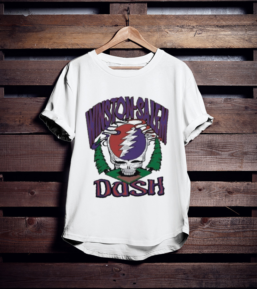 Winston-Salem Dash Grateful Dead Collaboration With Iconic Skull Lightning Bolt And Pine Trees T-Shirt