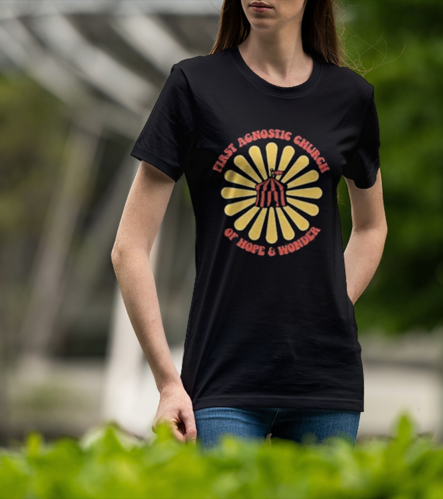 First Agnostic Church Of Hope And Wonder Radiant Sunburst Design T-Shirt