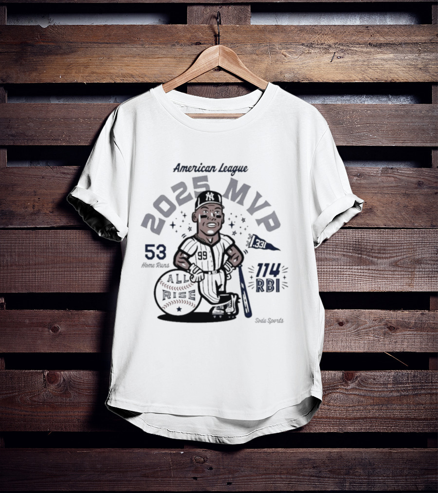 American League 2025 MVP Aaron Judge 53 Home Runs 114 RBI All Rise T-Shirt