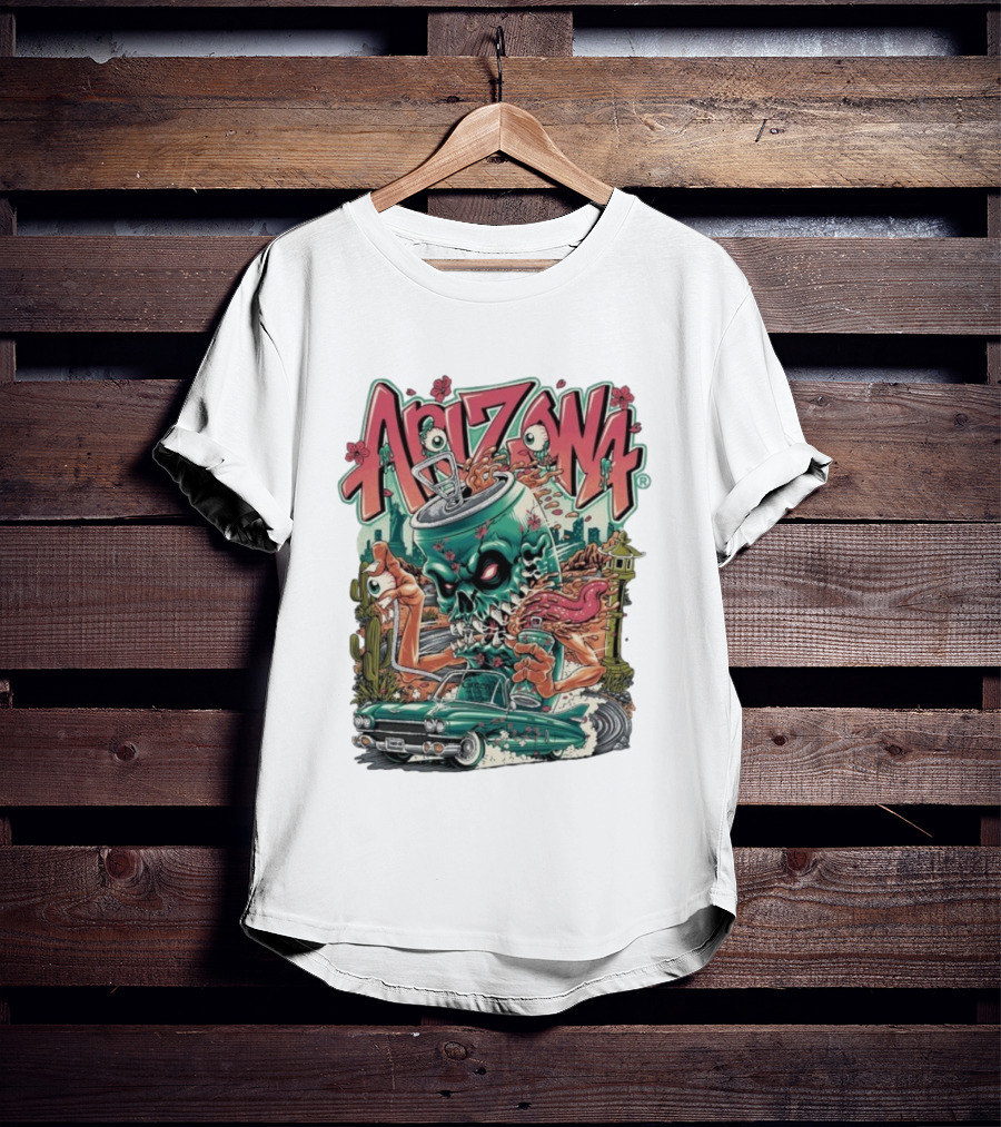 Arizona Evil Green Tea Car Cactus Monster Cartoon T-Shirt