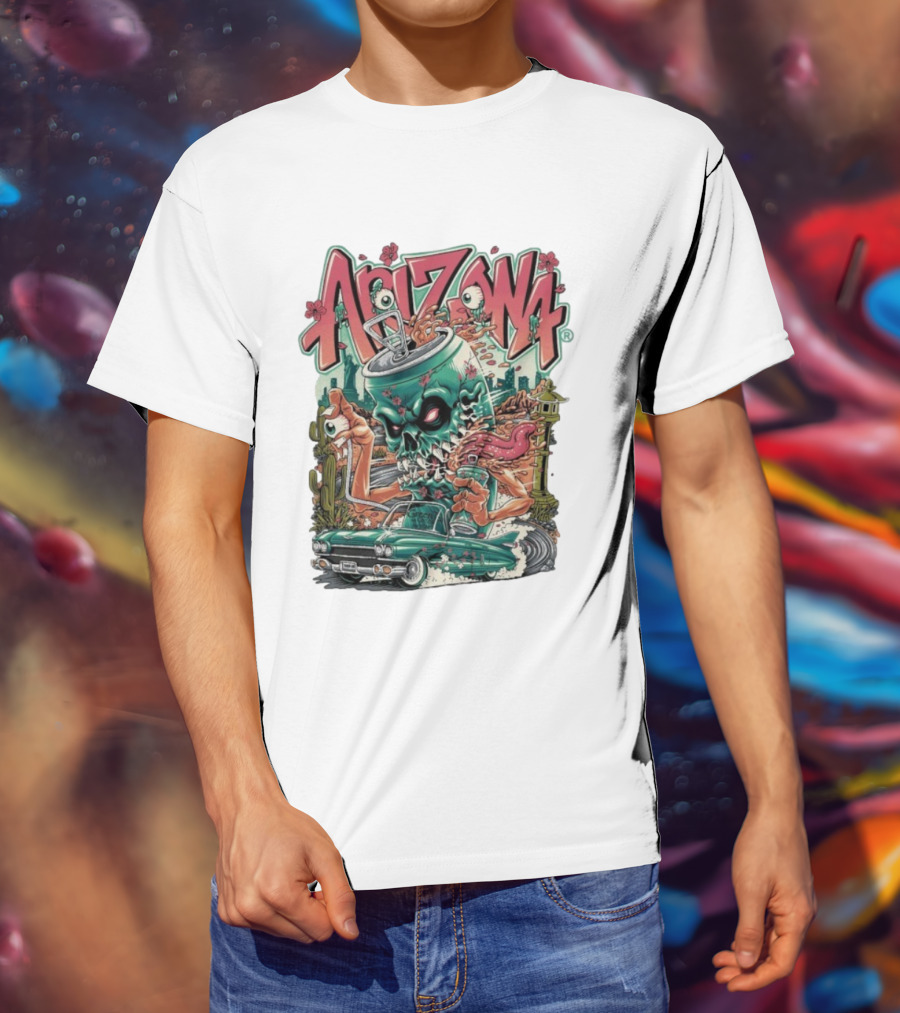 Arizona Evil Green Tea Car Cactus Monster Cartoon T-Shirt