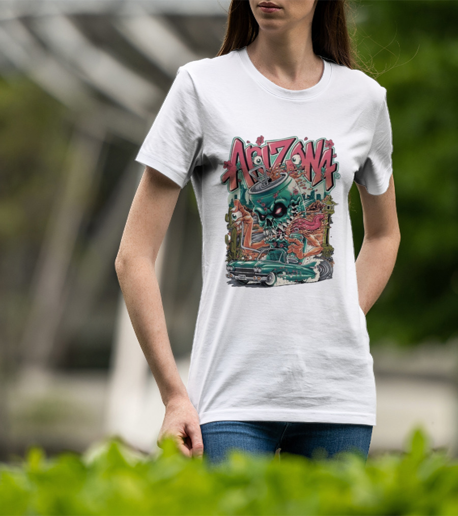 Arizona Evil Green Tea Car Cactus Monster Cartoon T-Shirt